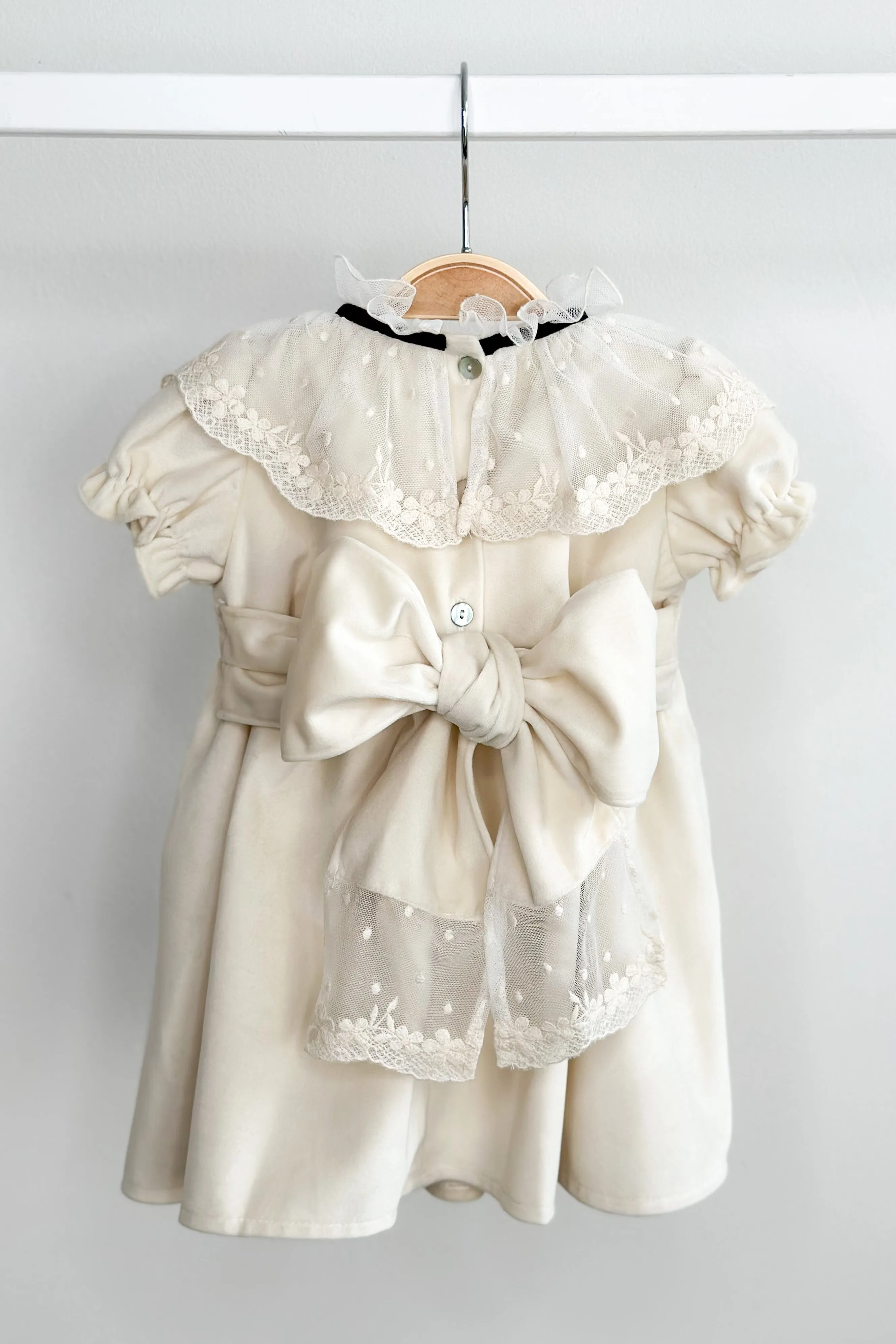 "Nellie" Cream Velvet Dress