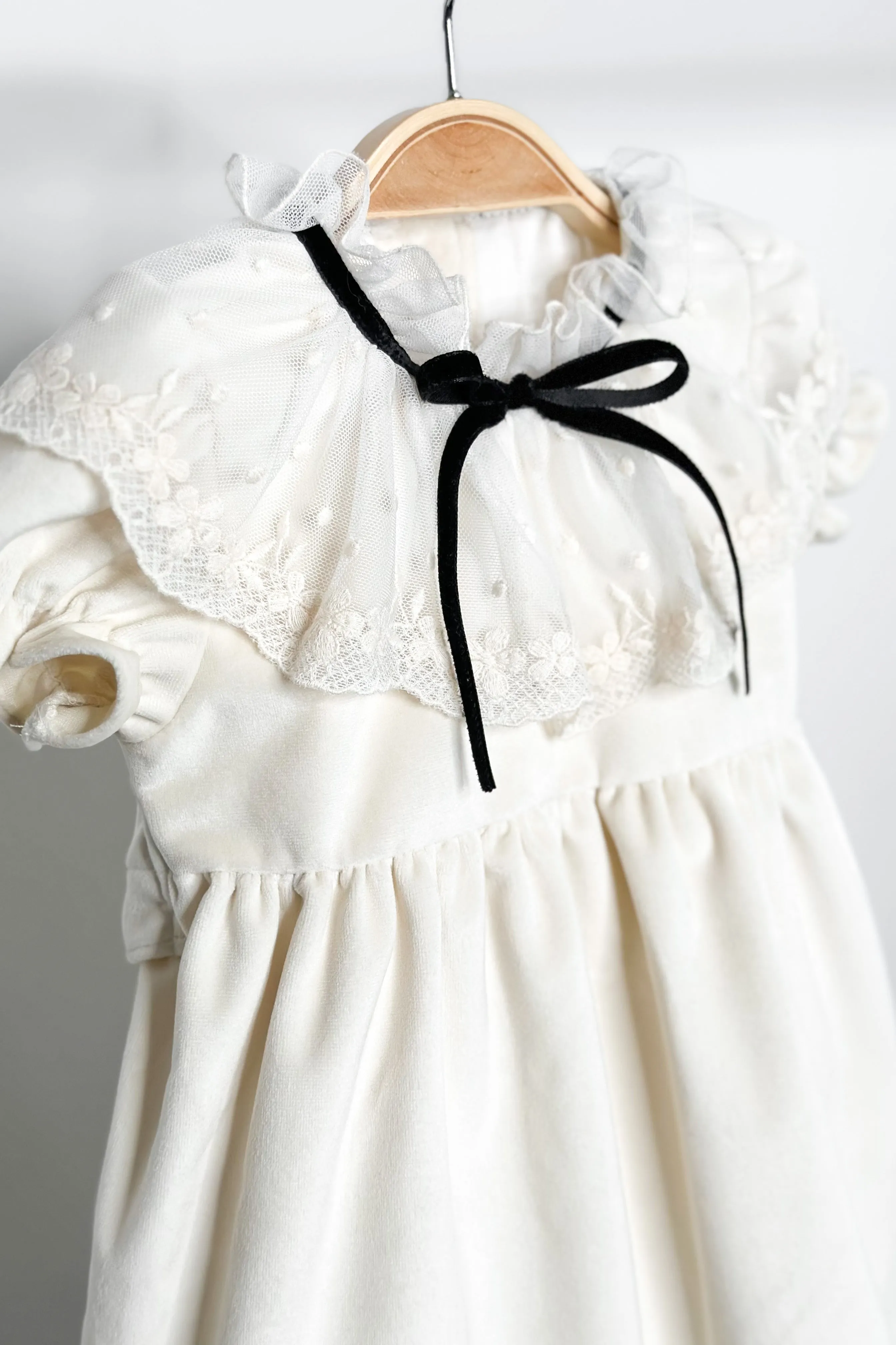"Nellie" Cream Velvet Dress