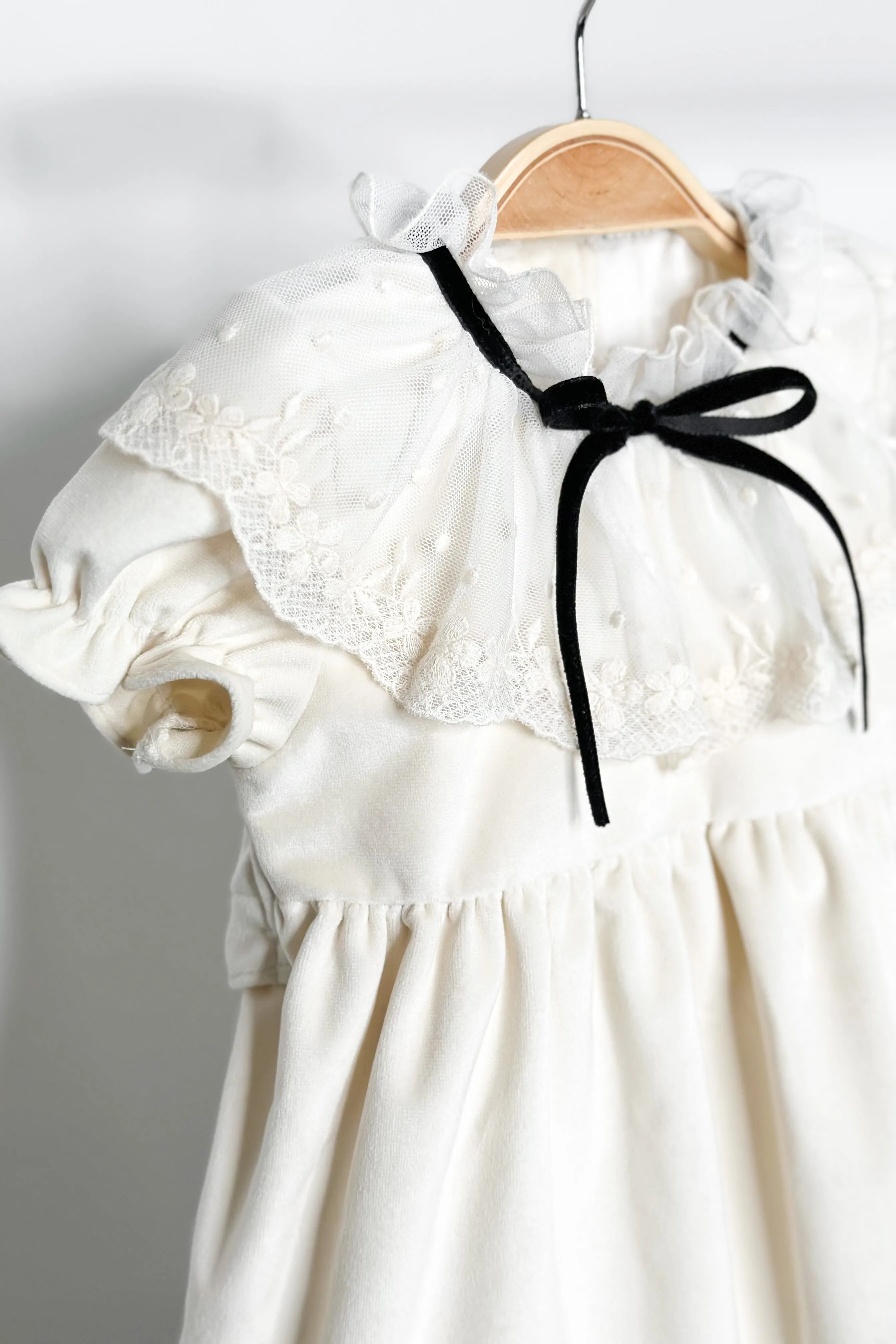 "Nellie" Cream Velvet Dress