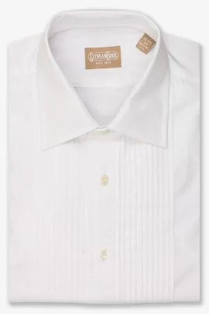 "Oliver" White Pleated Laydown Tuxedo Shirt