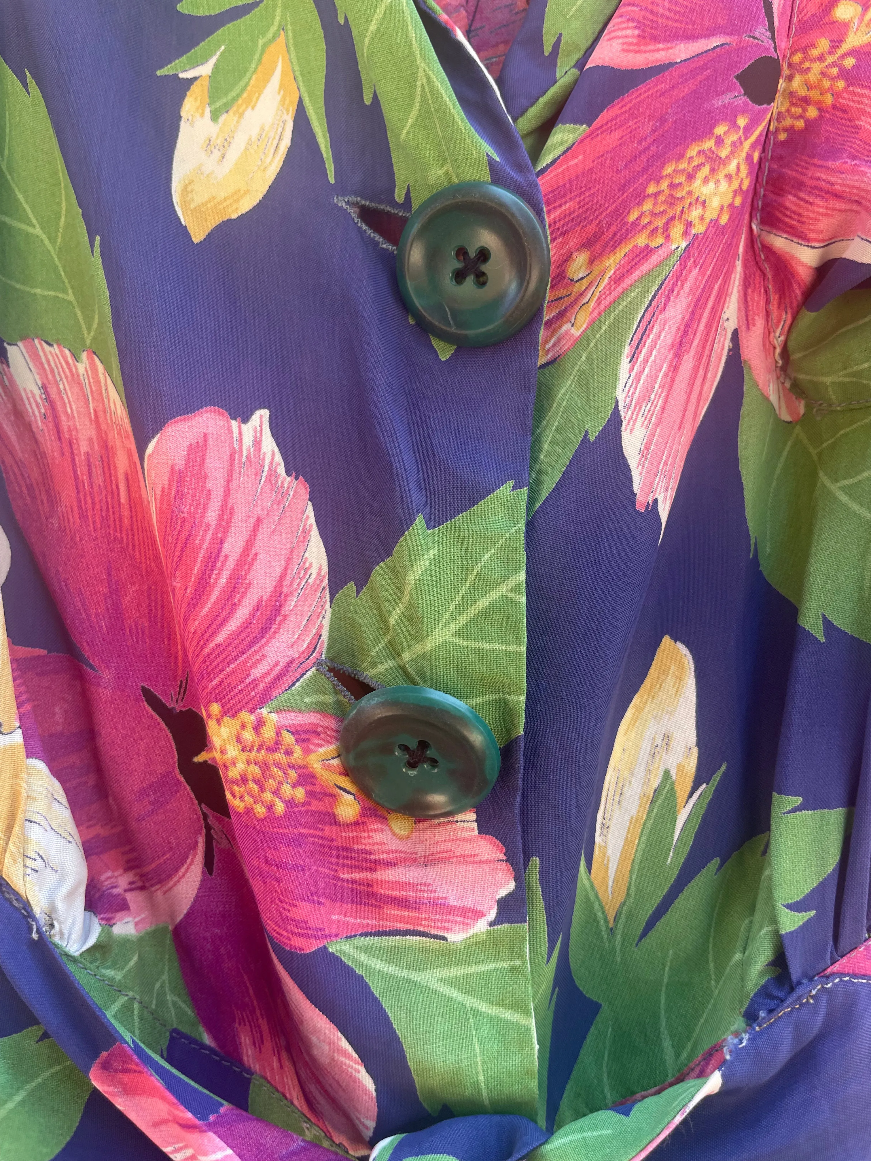 Rare 1940s Hawaiiana Rayon Palazzo Pant Tie Waist Jumpsuit