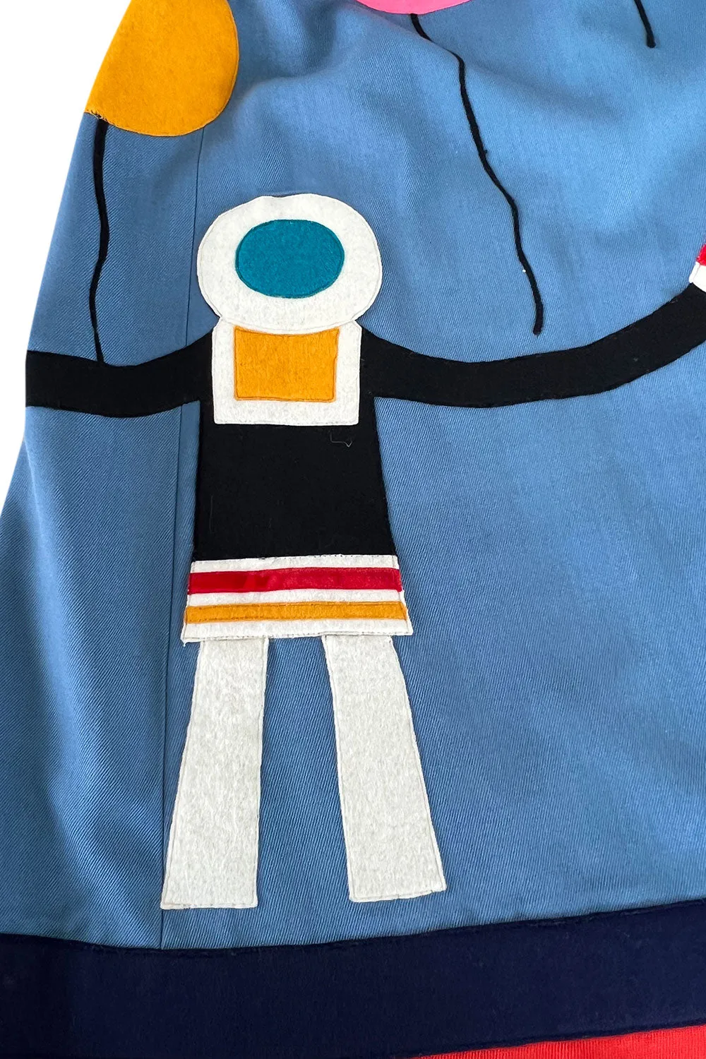 Rare Early 1970s Malcolm Starr by Youssef Rizkallah Felt Folk Art Dress w Quilted Top