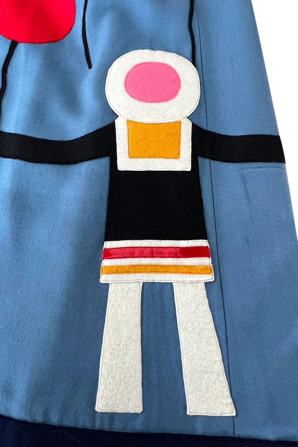 Rare Early 1970s Malcolm Starr by Youssef Rizkallah Felt Folk Art Dress w Quilted Top