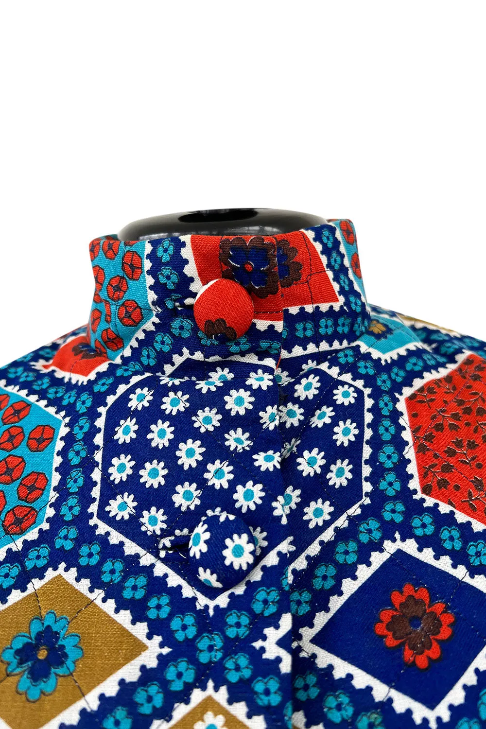 Rare Early 1970s Malcolm Starr by Youssef Rizkallah Felt Folk Art Dress w Quilted Top