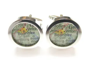 Roanoke Virginia Map Cufflinks