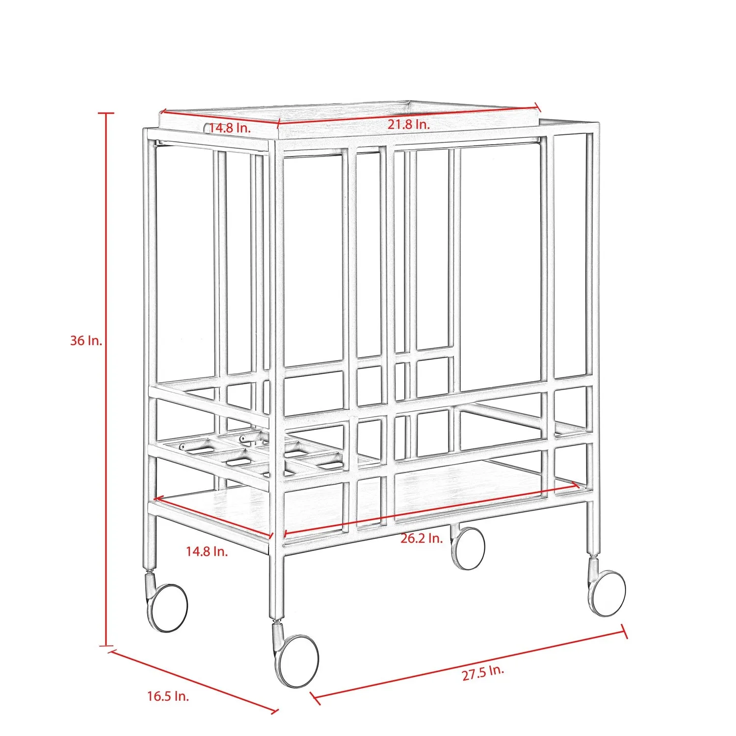 Ron Bar Cart Serving Tray