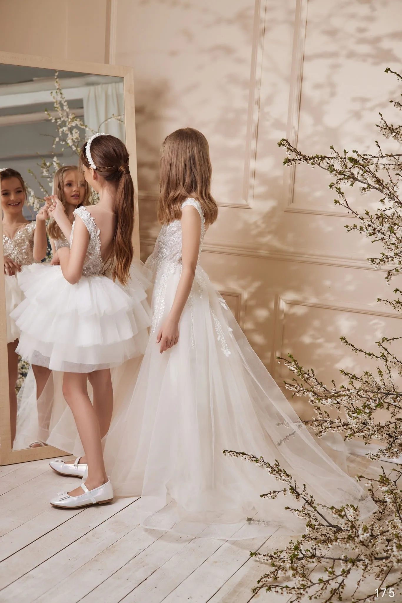 Rosana Tulle Lace Illusion Neckline Princess Ball Gown for Flower Girl