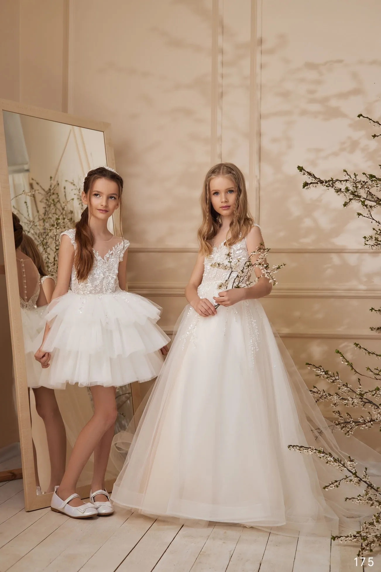 Rosana Tulle Lace Illusion Neckline Princess Ball Gown for Flower Girl