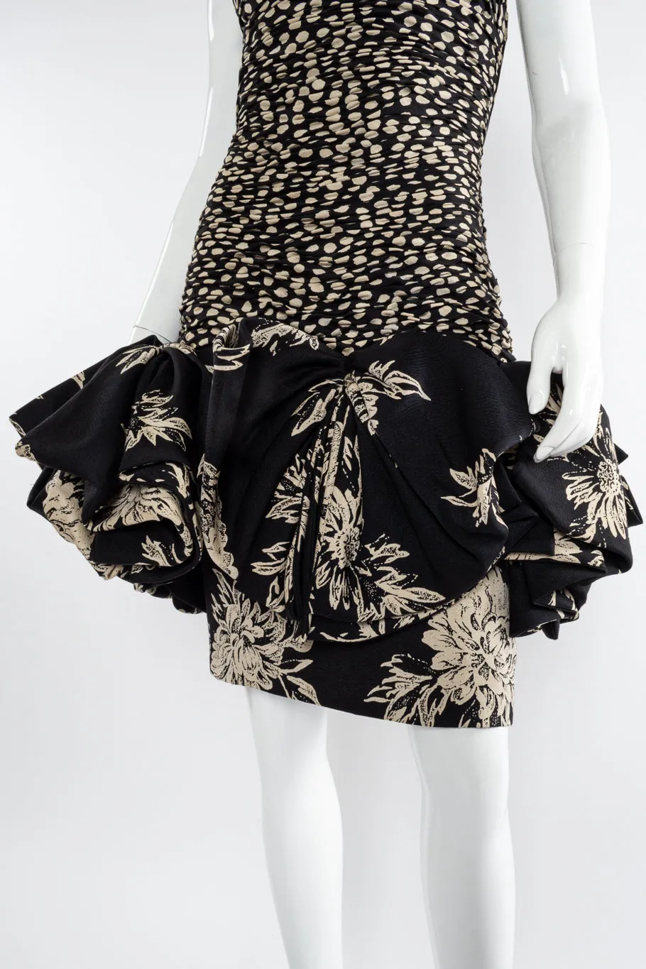 Ruched Spot Flounce Dress