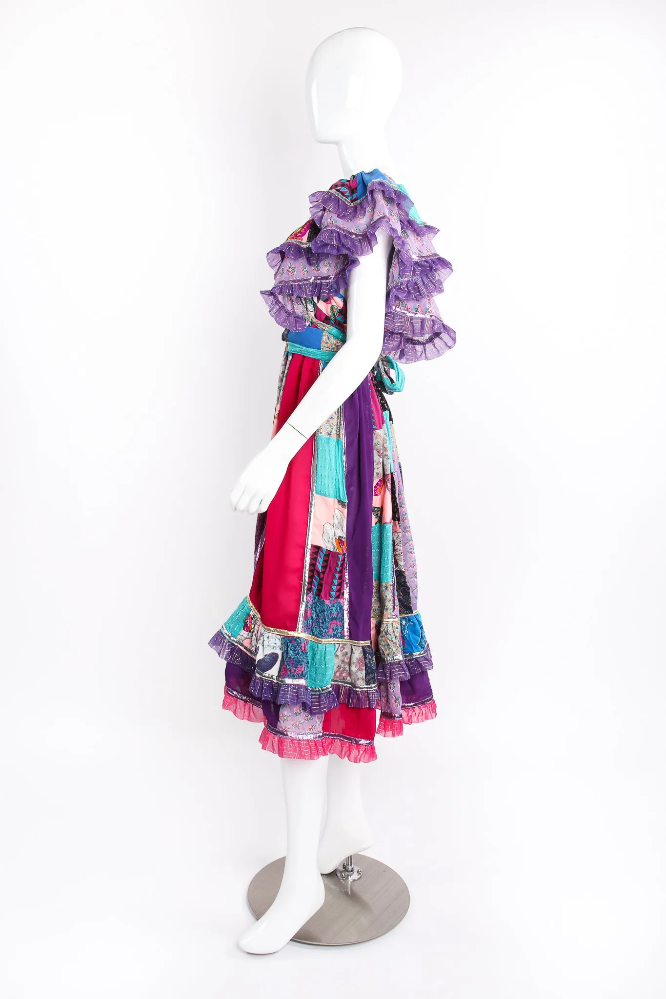 Ruffled Patchwork Pinafore Dress