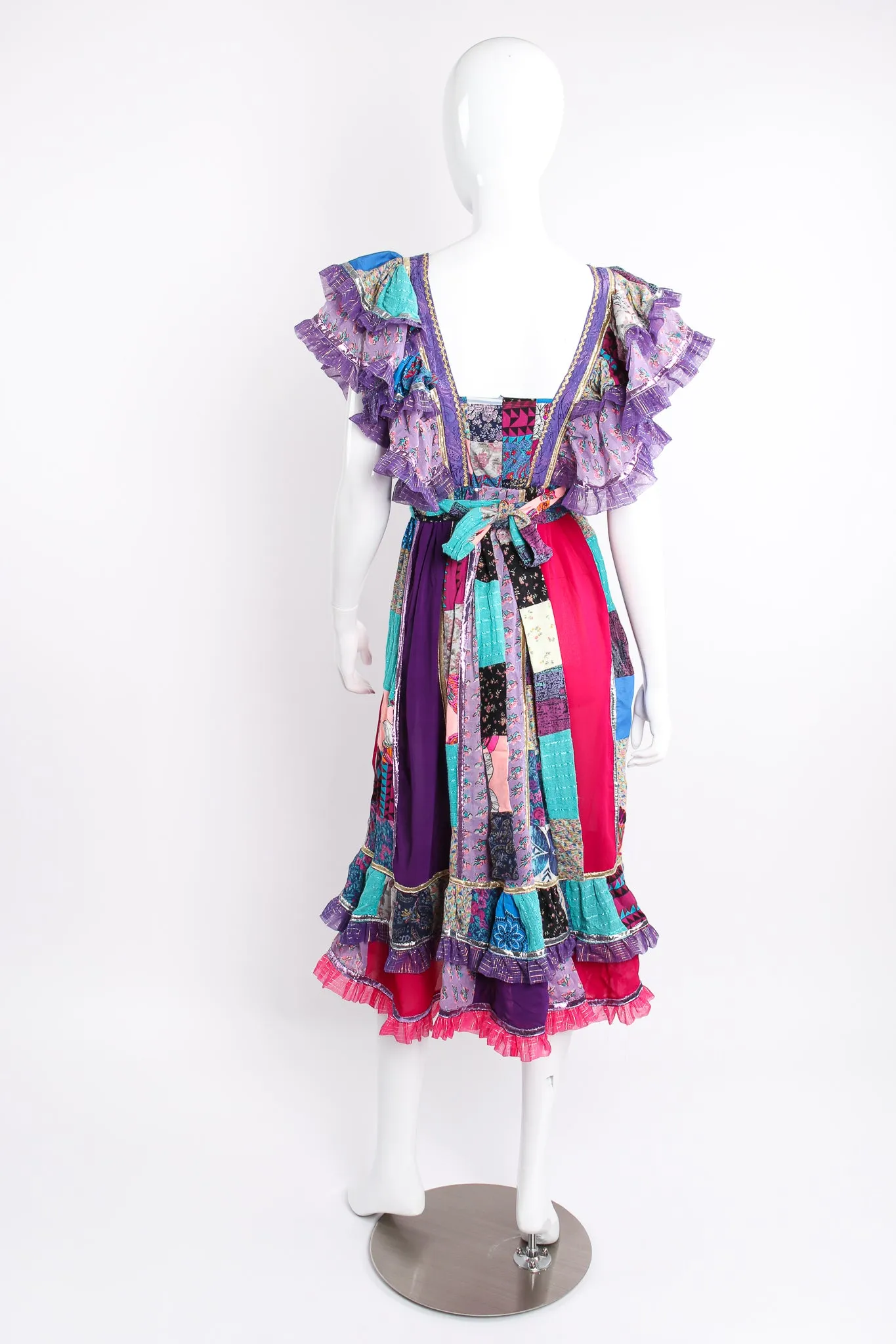 Ruffled Patchwork Pinafore Dress