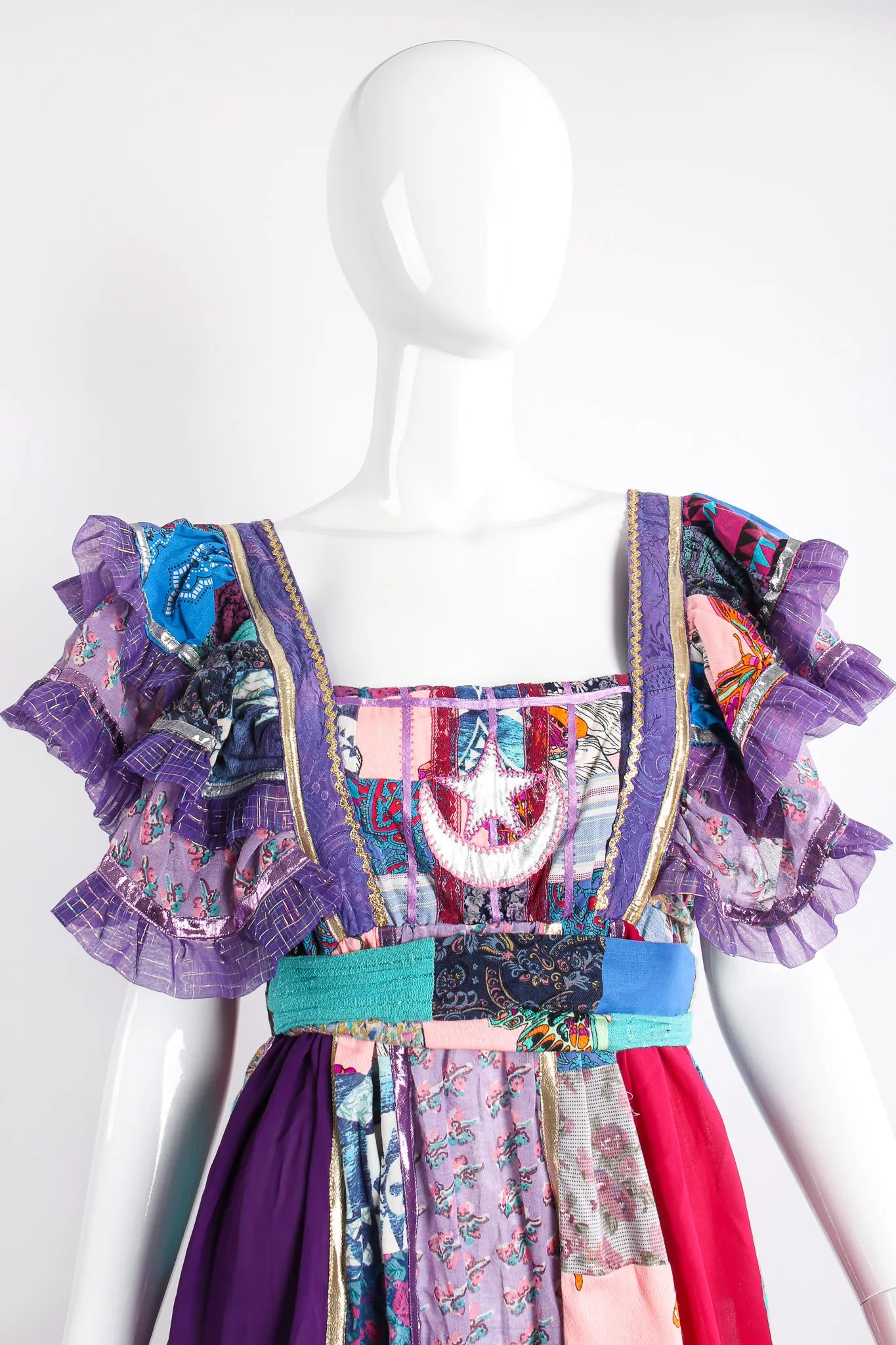 Ruffled Patchwork Pinafore Dress