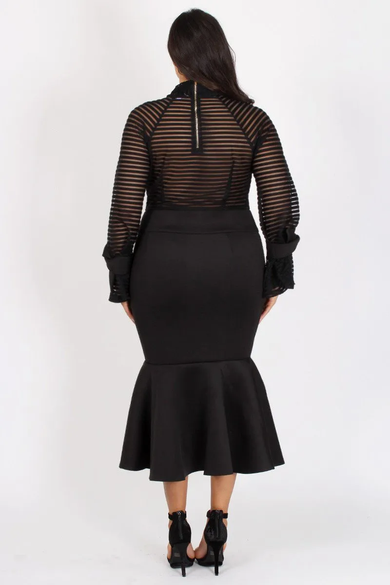 Runway See Through Mesh Long Sleeve Dress