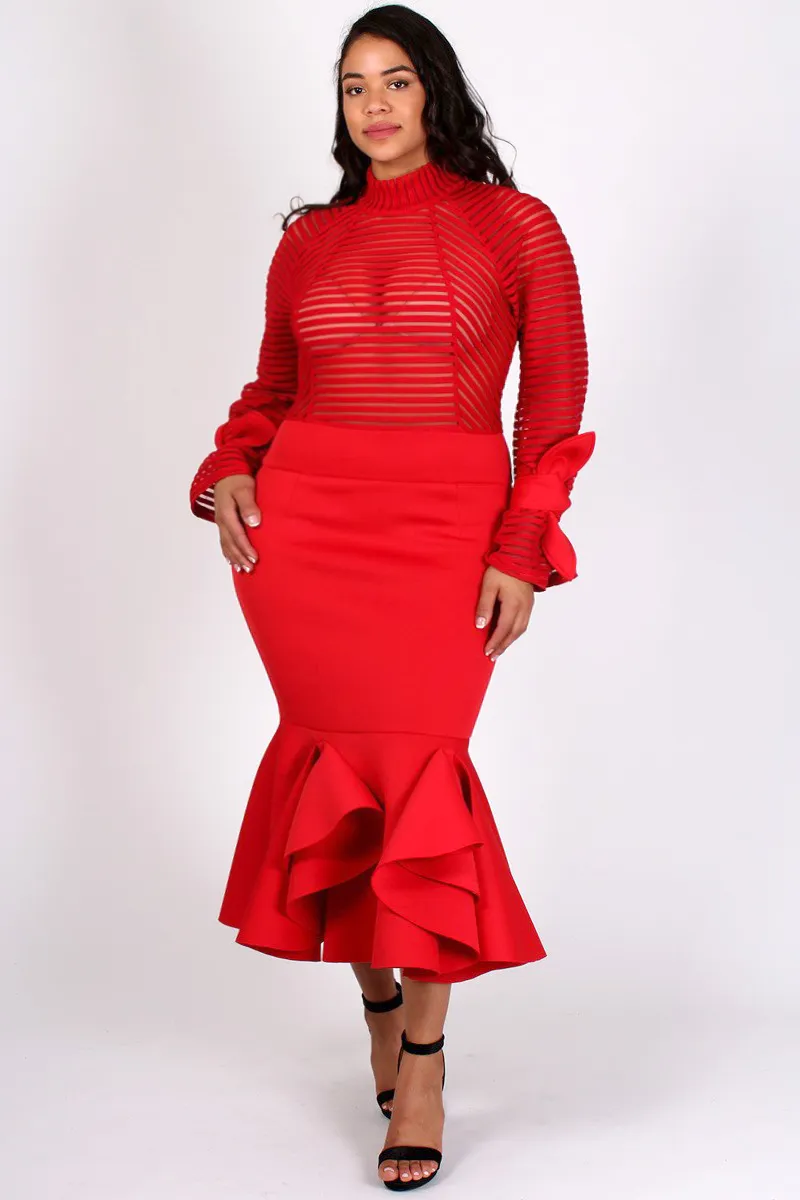 Runway See Through Mesh Long Sleeve Dress