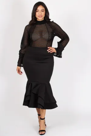 Runway See Through Mesh Long Sleeve Dress