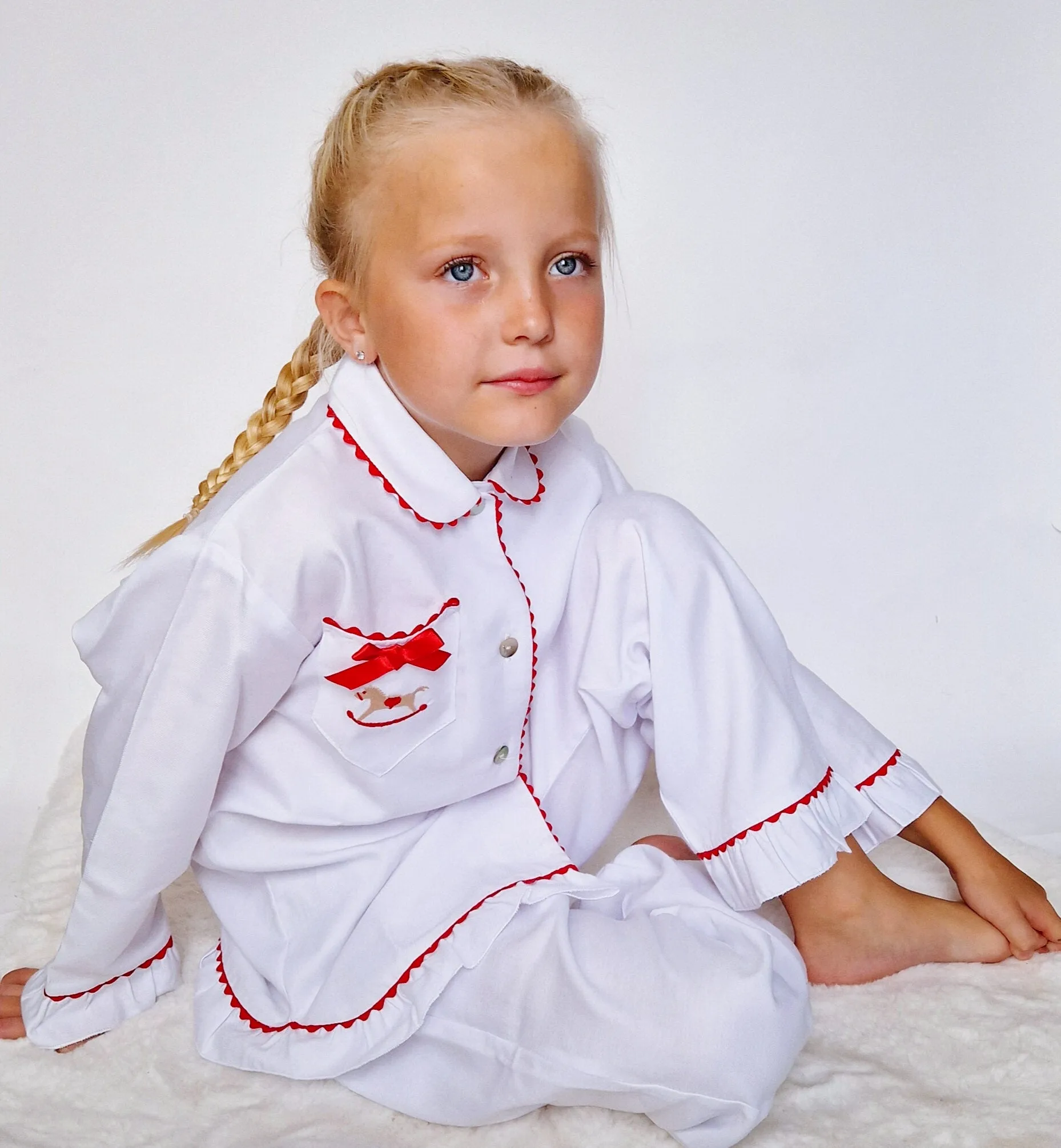 Salero Spanish Girls Red and White Rocking Horse Christmas Pyjamas & Dressing Gown