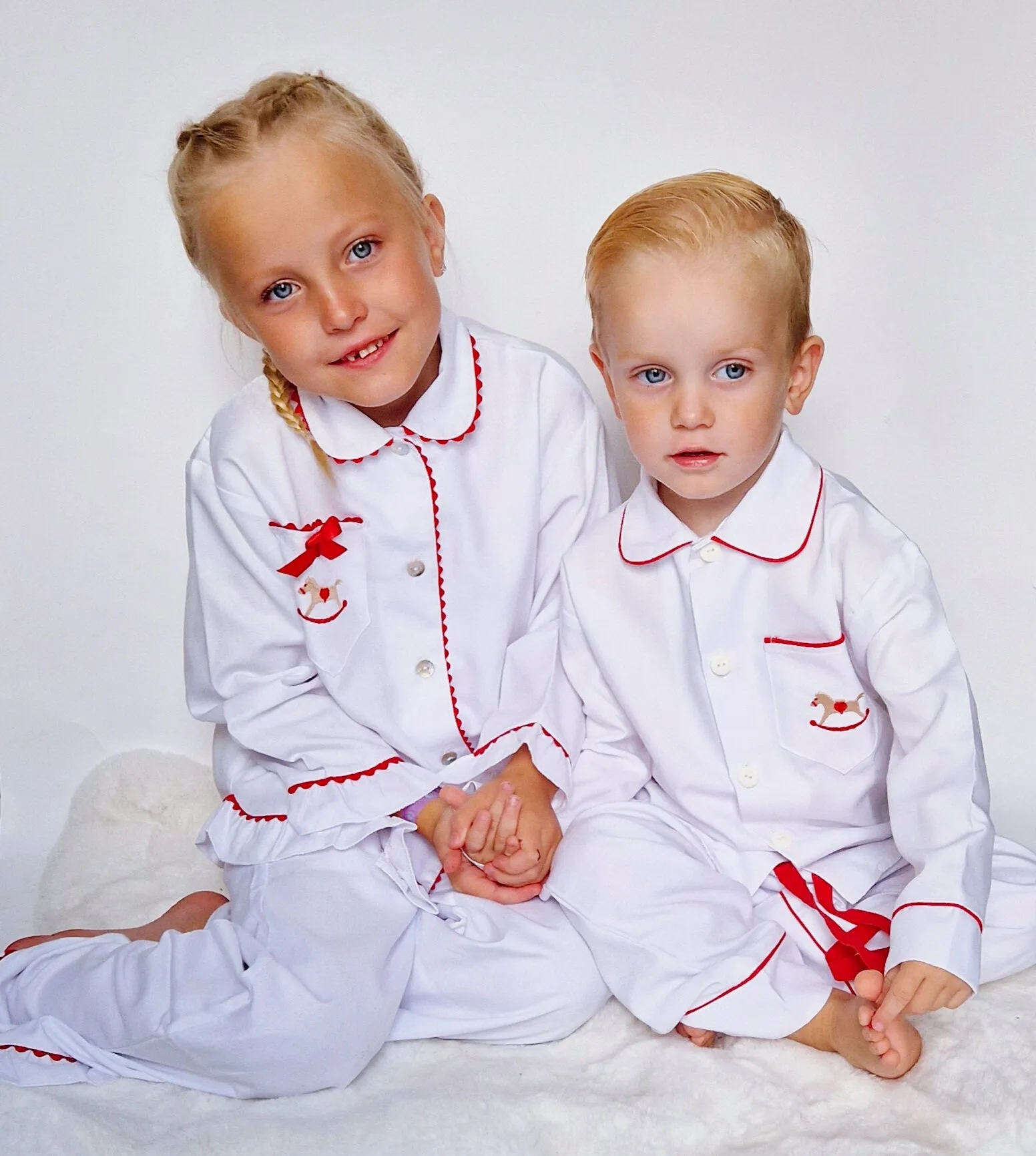 Salero Spanish Girls Red and White Rocking Horse Christmas Pyjamas & Dressing Gown