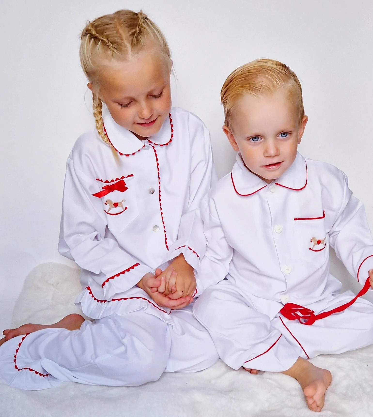 Salero Spanish Girls Red and White Rocking Horse Christmas Pyjamas & Dressing Gown