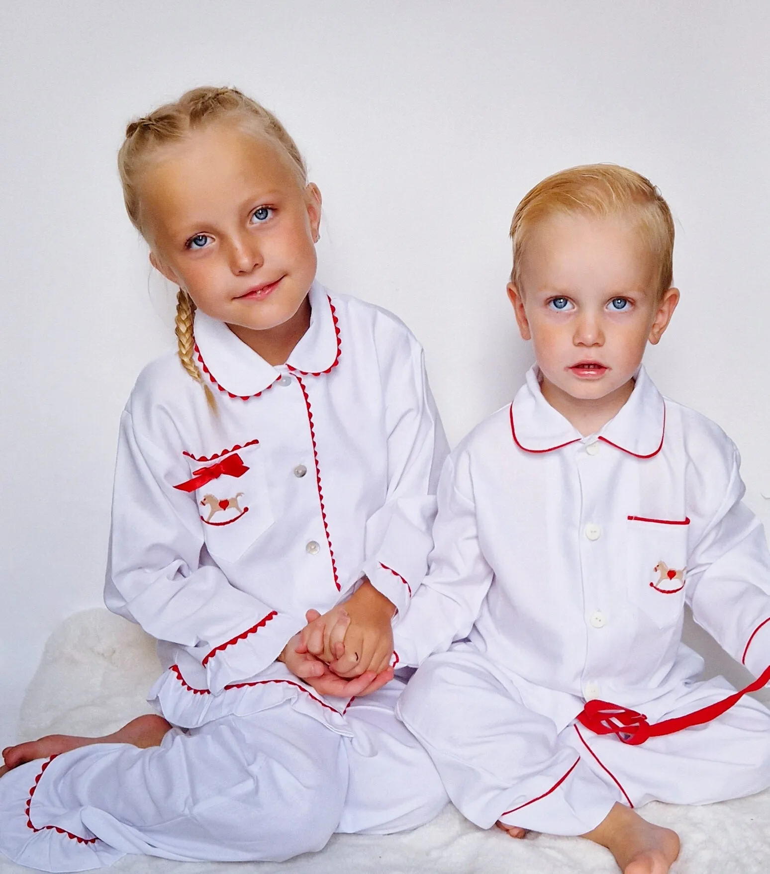 Salero Spanish Girls Red and White Rocking Horse Christmas Pyjamas & Dressing Gown