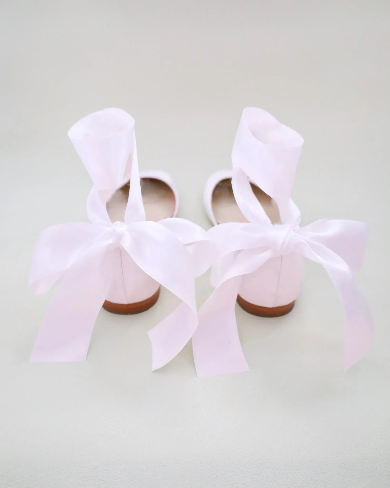 Satin Round Toe Evening Flat with Wrapped Ribbon Tie