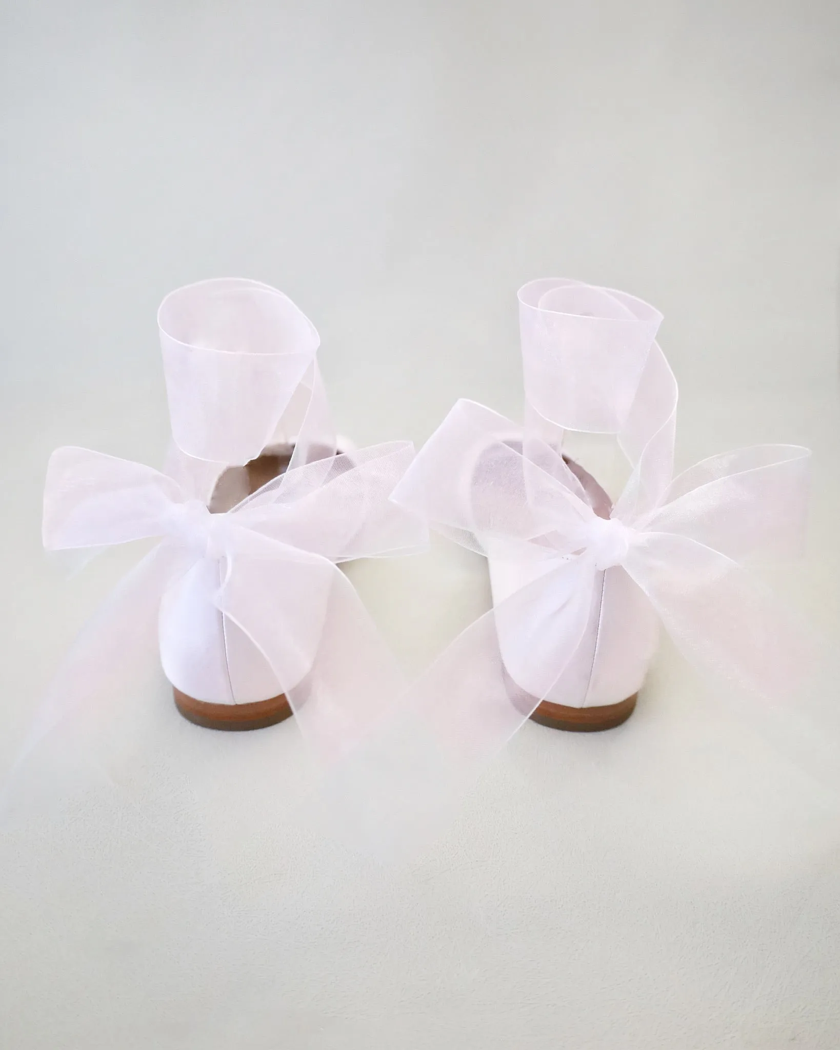 Satin Round Toe Evening Flat with Wrapped Ribbon Tie