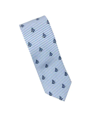 Seersucker Summer Anchor Silk Tie - Navy