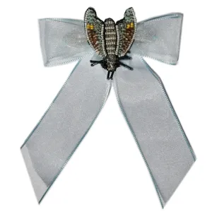 Shimmery Blue Organza Hair Bow Clip / Variants