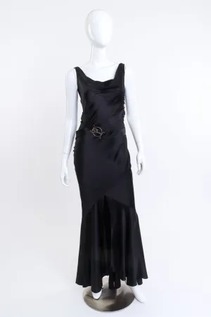 Silk Emblem Belt Bias Dress