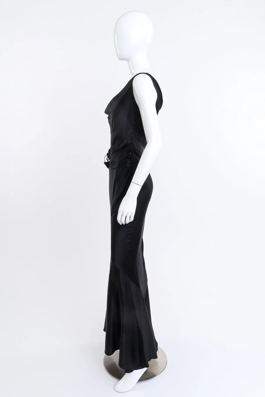 Silk Emblem Belt Bias Dress