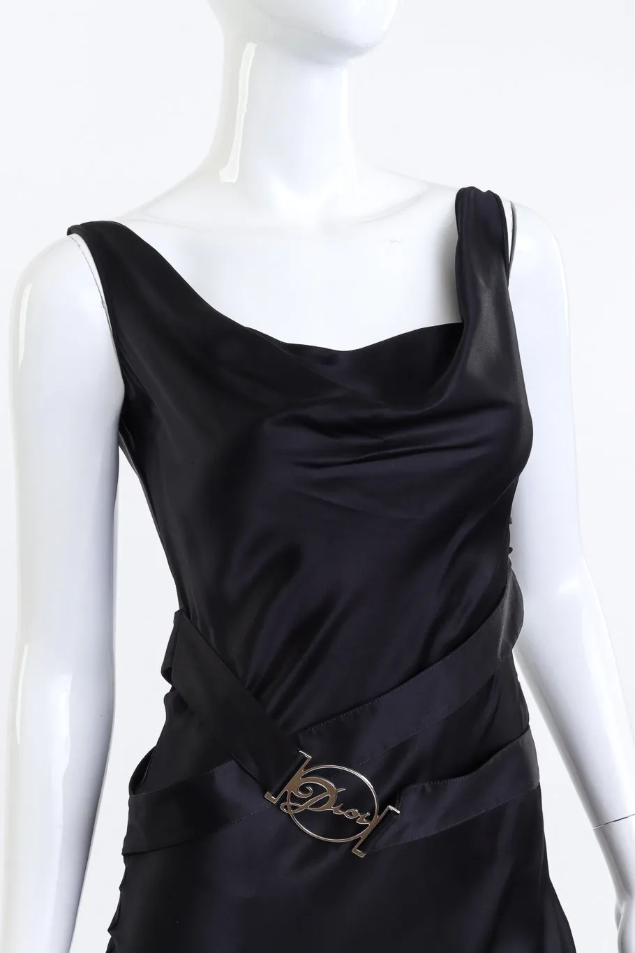 Silk Emblem Belt Bias Dress
