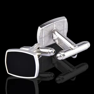 Silver Black Mens Stainless Steel Squares Cufflinks for Shirt with Box - Hand Crafted Perfect Gift