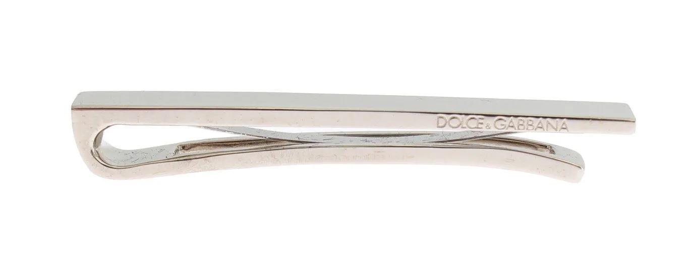 Silver Brass Branded Tie Clip