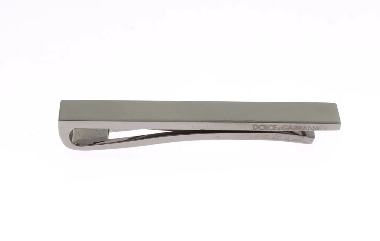 Silver Brass Branded Tie Clip