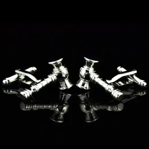 Silver Mens Stainless Steel Judge Cufflinks for Shirt with Box - Hand Crafted Perfect Gift