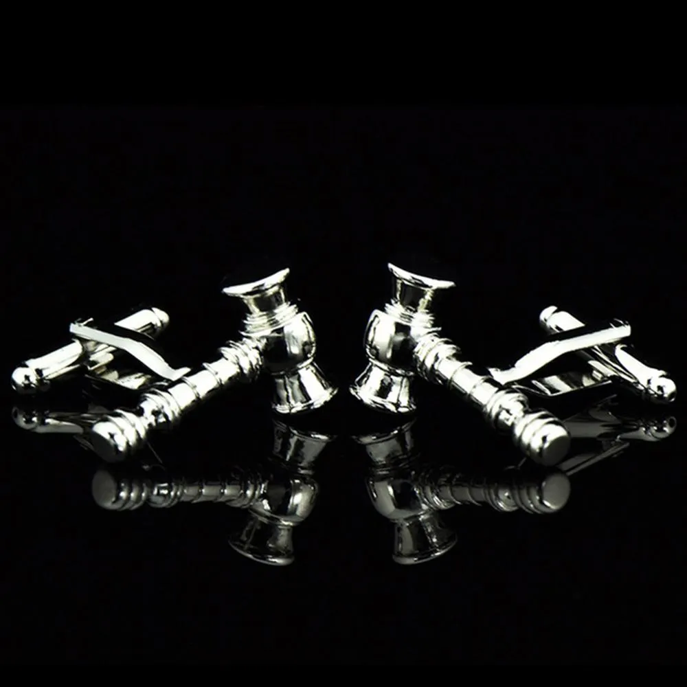 Silver Mens Stainless Steel Judge Cufflinks for Shirt with Box - Hand Crafted Perfect Gift