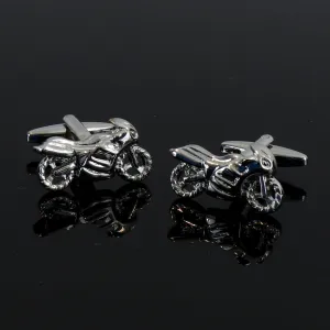 Silver Mens Stainless Steel Motorbikes Cufflinks for Shirt with Box - Hand Crafted Perfect Gift