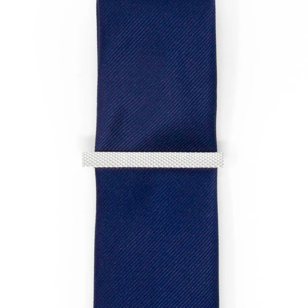 Silver Textured Tie Clip