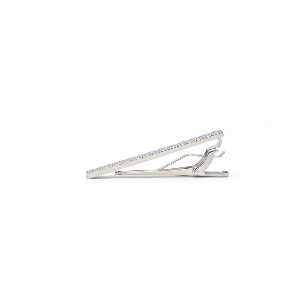 Silver Textured Tie Clip