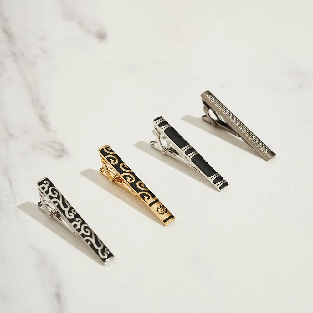 Silver Textured Tie Clip