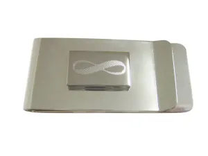 Silver Toned Etched Mathematical Infinity Google Googol Symbol Pendant Money Clip