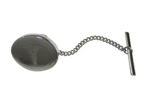 Silver Toned Etched Oval Medical Caduceus Symbol Tie Tack