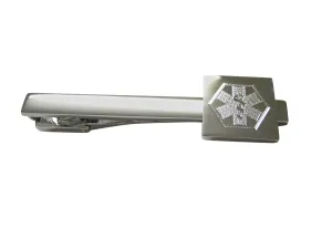 Silver Toned Etched Paramedic Star of Life Symbol Square Tie Clip