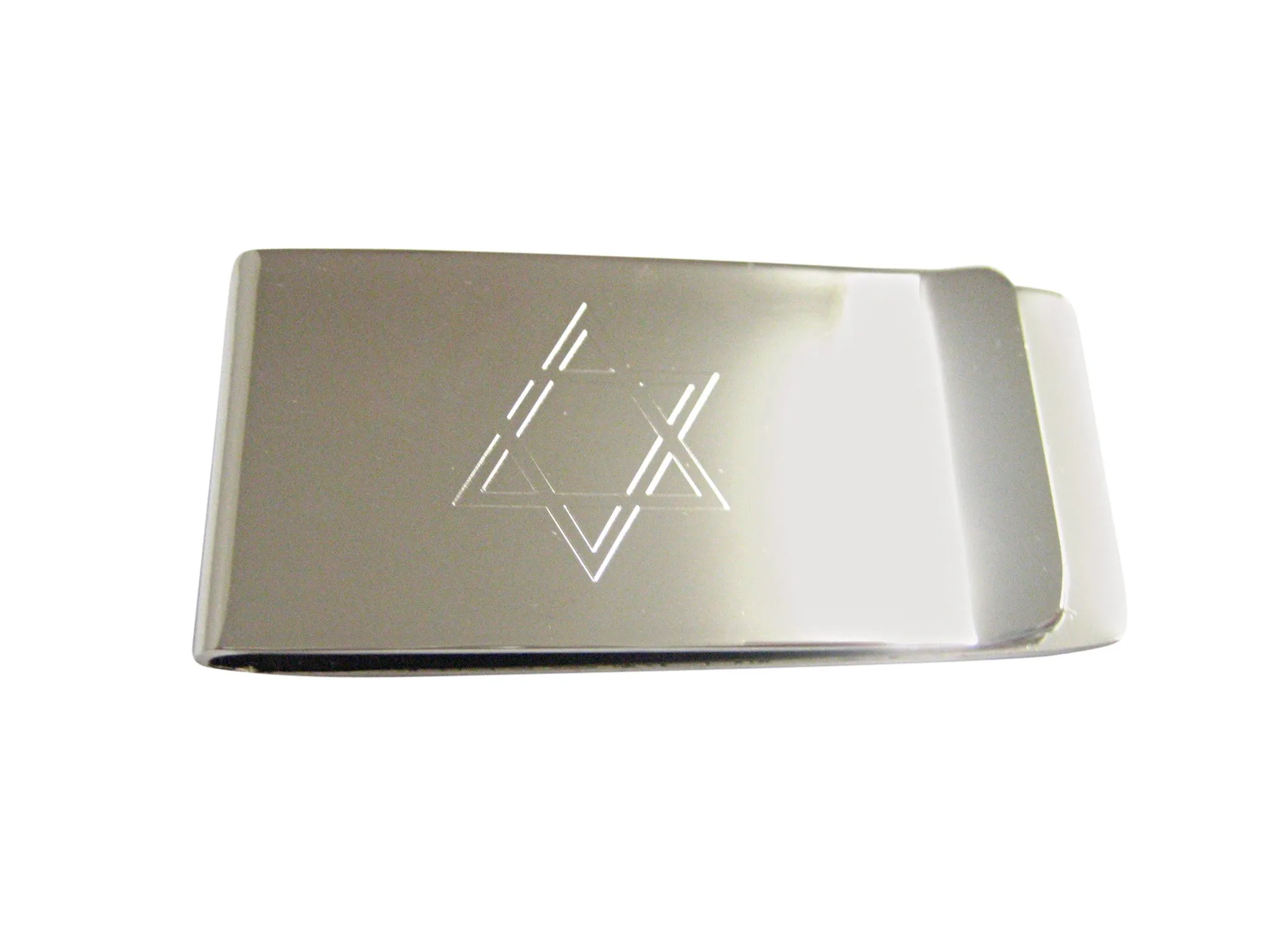 Silver Toned Etched Religious Star of David Money Clip
