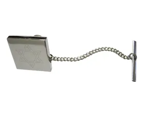 Silver Toned Etched Religious Star of David Tie Tack
