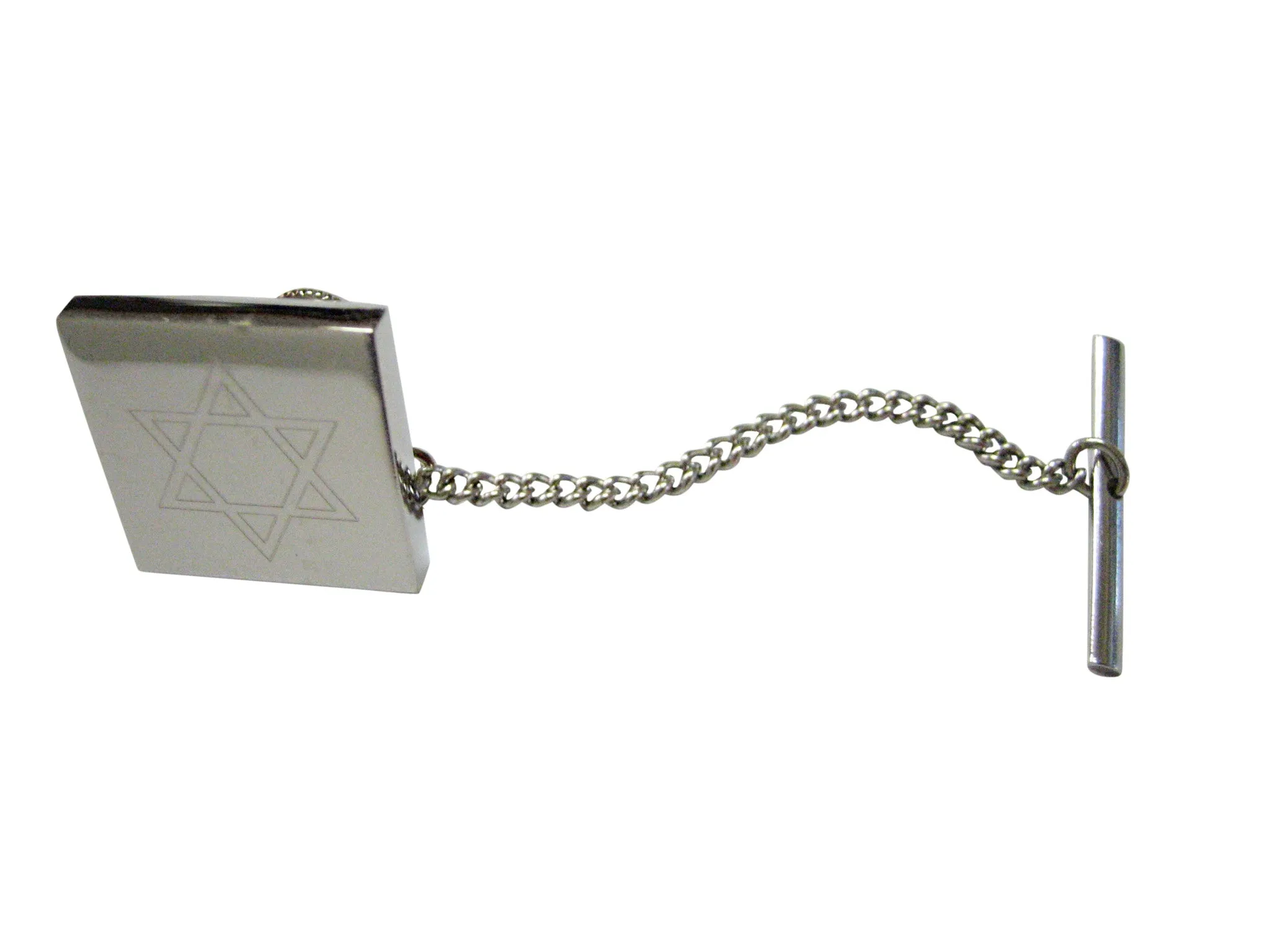 Silver Toned Etched Religious Star of David Tie Tack