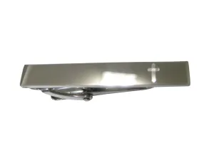Silver Toned Etched Sleek Lined Religious Cross Skinny Tie Clip
