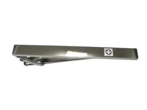 Silver Toned Etched Sleek Medical Cross Symbol Tie Clip