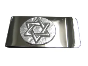 Silver Toned Round Jewish Religious Star of David Money Clip