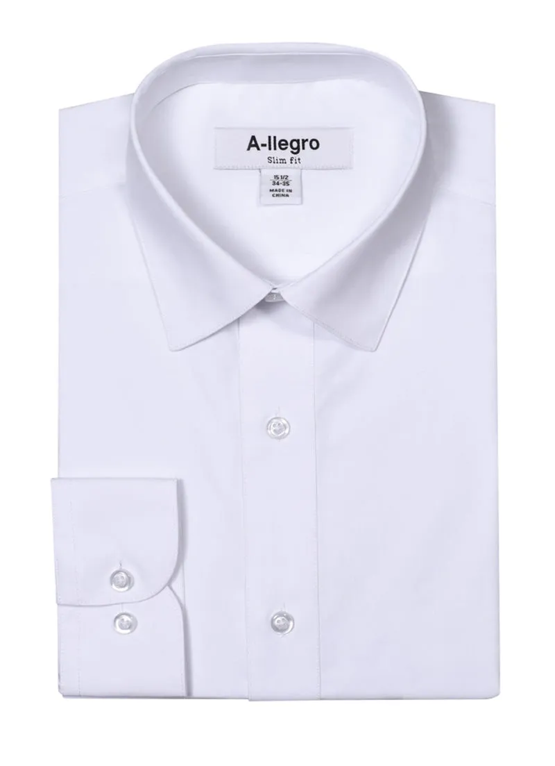 Slim Fit Cotton Convertible Cuff Dress Shirt White S-S100