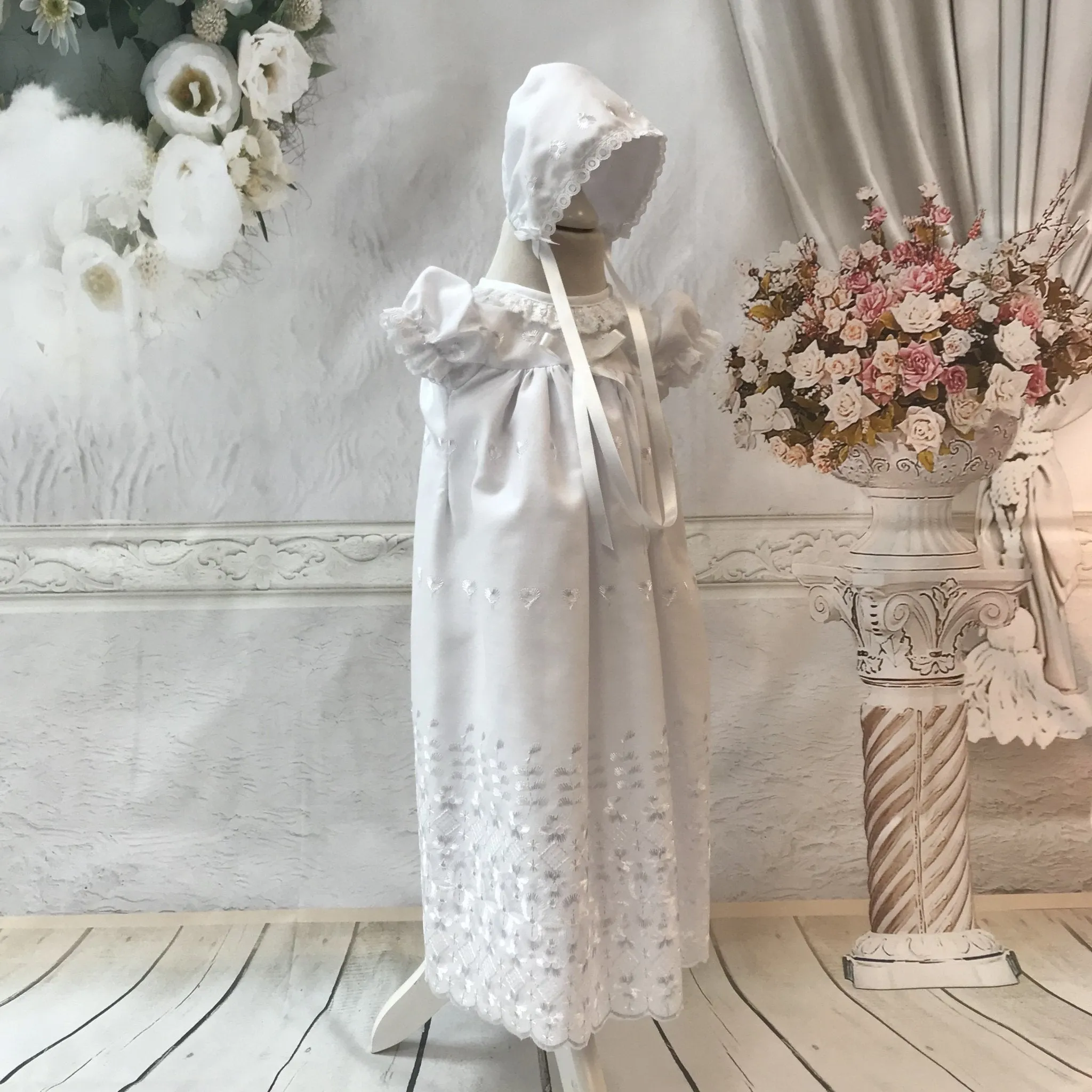 Small Baby Christening Gown and Bonnet